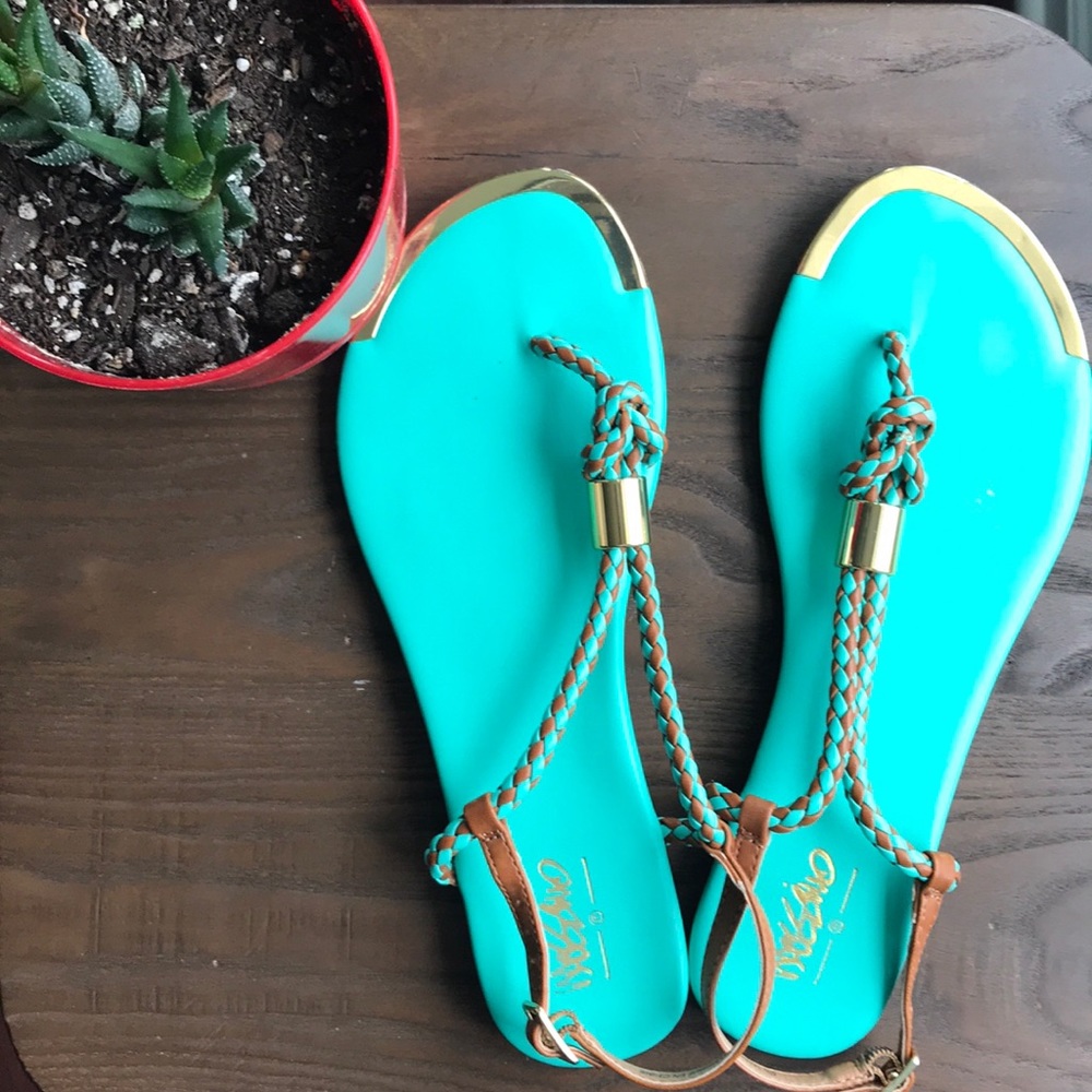 Turquoise and Gold mossimo sandals